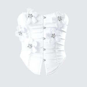 Finesse Rivi White Flower Corset Top Women